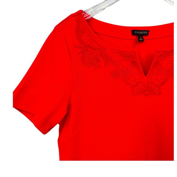 Talbots NWT Casual Outing Knee Length Short Sleeve Orange Shift Dress - Picture 6 of 10